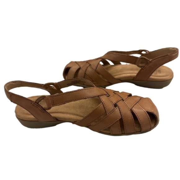 Earth Origins Leather Fisherman Sandals Berri cognac brown women’s shoes size 5M - Picture 2 of 9